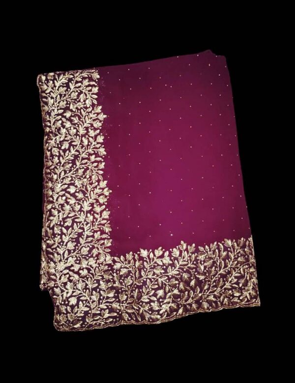 Party Wear Embraided Purple Color Saree. - Image 2