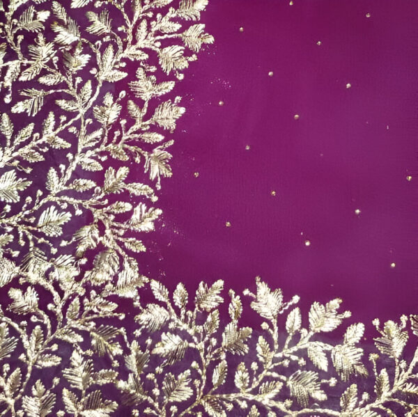 Party Wear Embraided Purple Color Saree. - Image 5