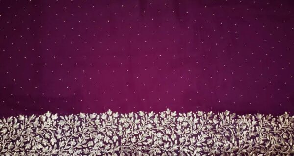 Party Wear Embraided Purple Color Saree. - Image 4