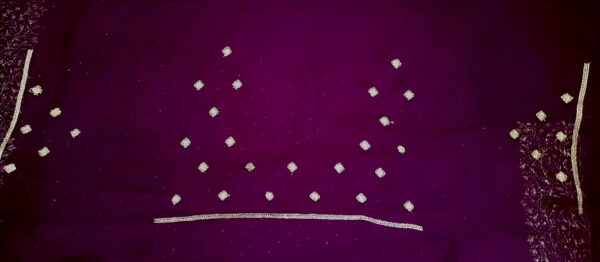 Party Wear Embraided Purple Color Saree. - Image 8