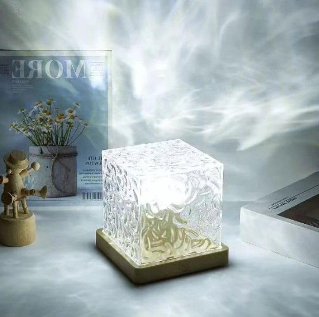 Night Lamp, Romantic Projector Warm Ocean Wave Water Sixteen LED Night Light Projector 3D Water Wave Effect, Remote Control. Table Lamp for Home Décor, Bedroom & Gift, Multicolor Light (Cube Shape). - Image 7