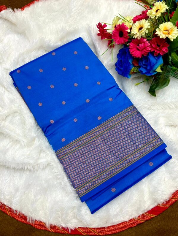 Kalanjali Paithani Soft Tana Silk Saree – All-Over Butta Design | Rich Pallu | Running Blouse | Premium Quality 💯 कलांजली पैठणी - Image 10