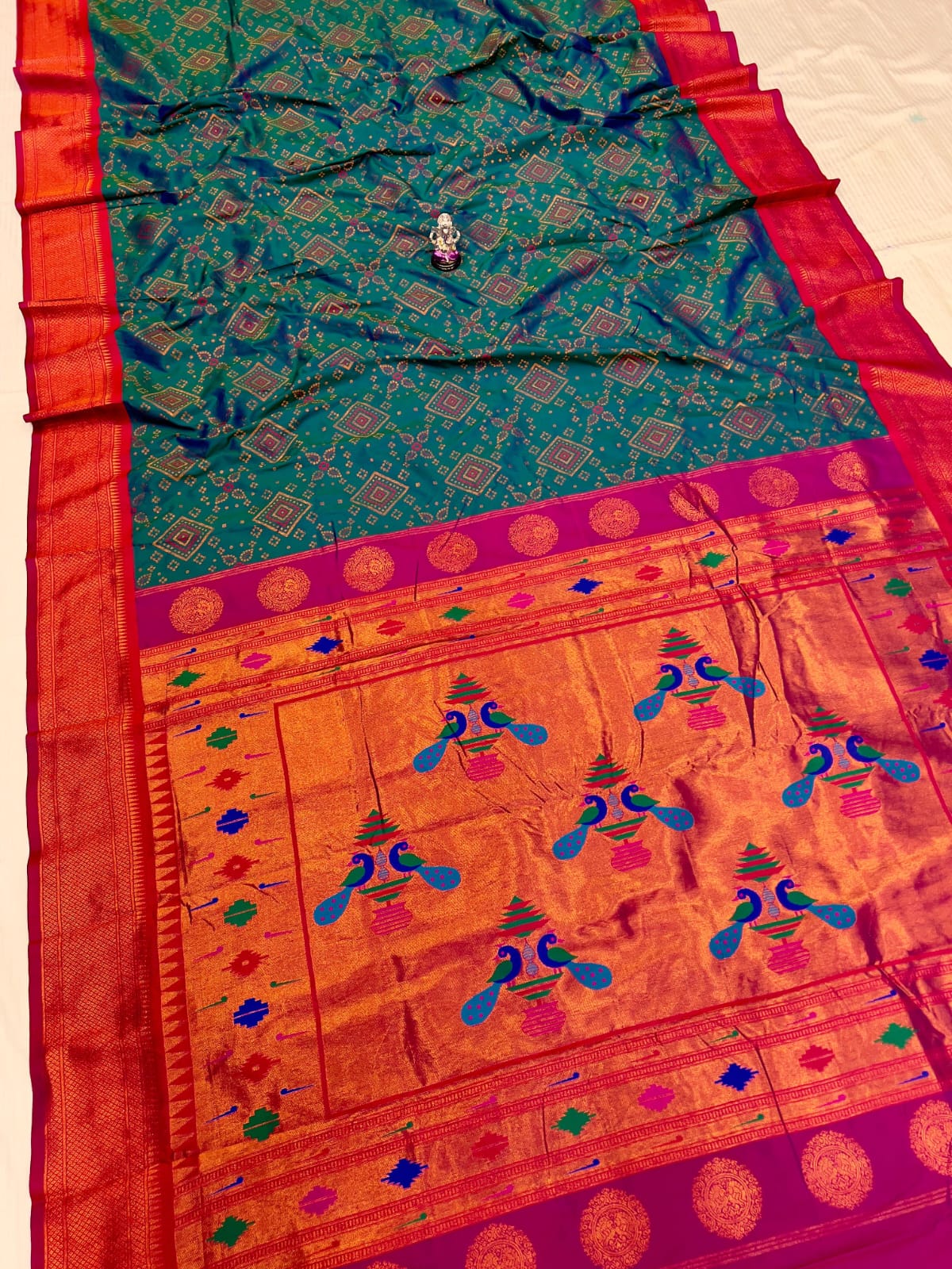 New Bandhani Paithani Saree, #बांधणी पैठणी साडी# - Image 2