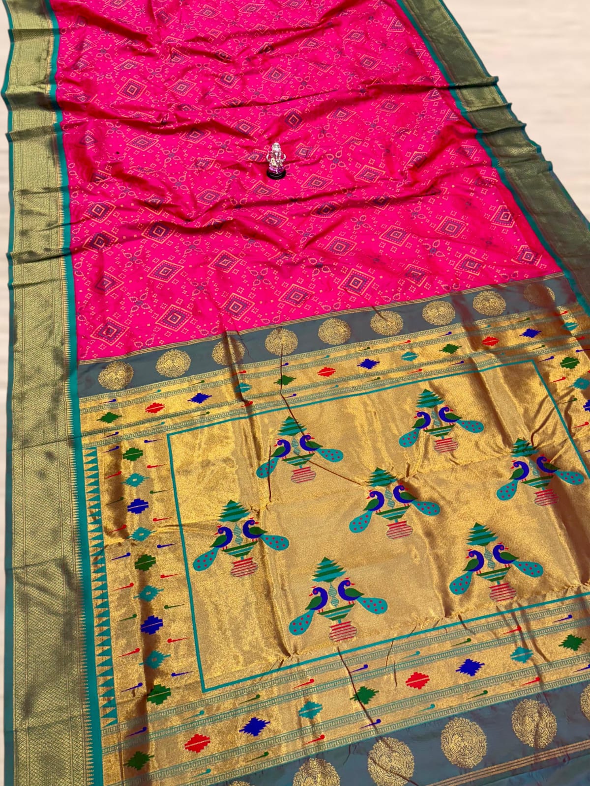 New Bandhani Paithani Saree, #बांधणी पैठणी साडी# - Image 11