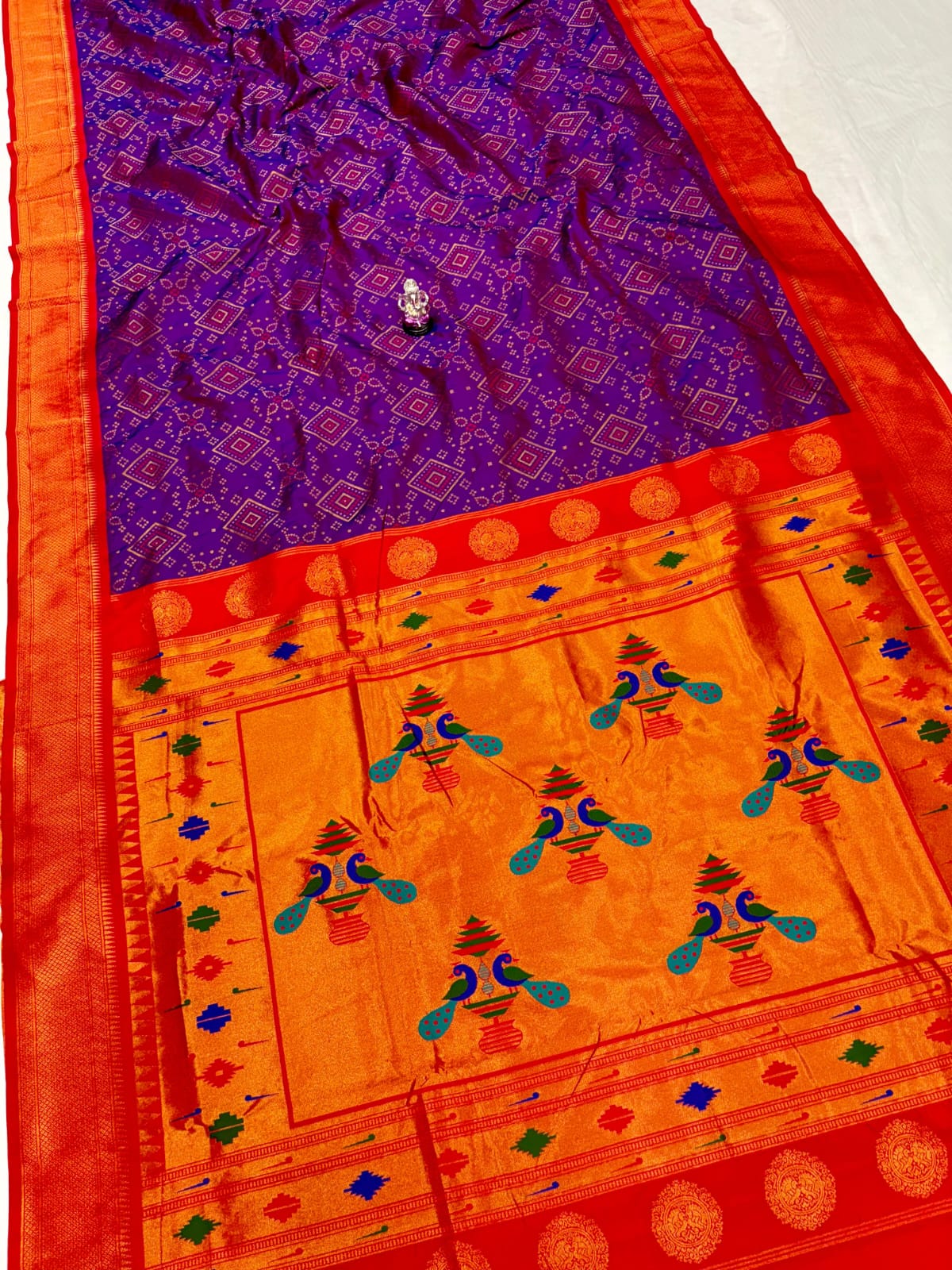 New Bandhani Paithani Saree, #बांधणी पैठणी साडी# - Image 12