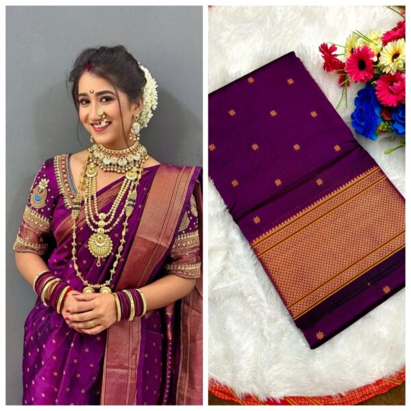 Kalanjali Paithani Soft Tana Silk Saree – All-Over Butta Design | Rich Pallu | Running Blouse | Premium Quality 💯 कलांजली पैठणी