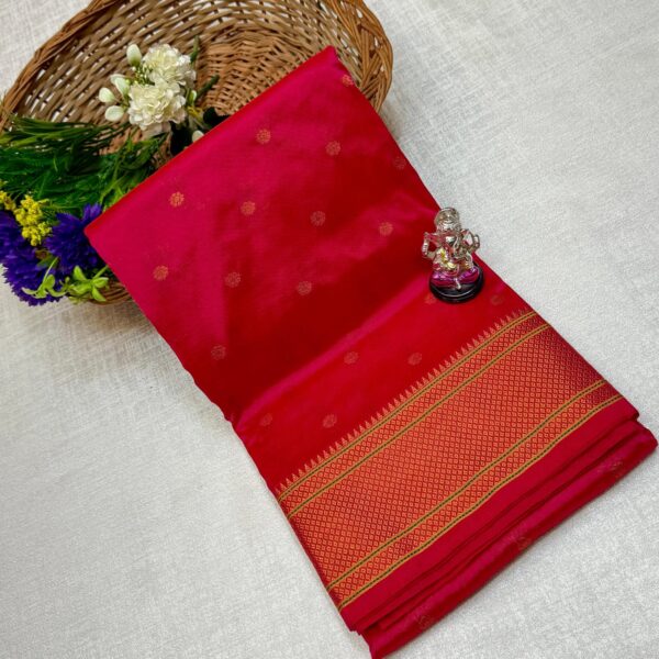 Kalanjali Paithani Soft Tana Silk Saree – All-Over Butta Design | Rich Pallu | Running Blouse | Premium Quality 💯 कलांजली पैठणी - Image 7