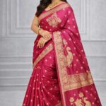 Elegant woman in traditional saree.