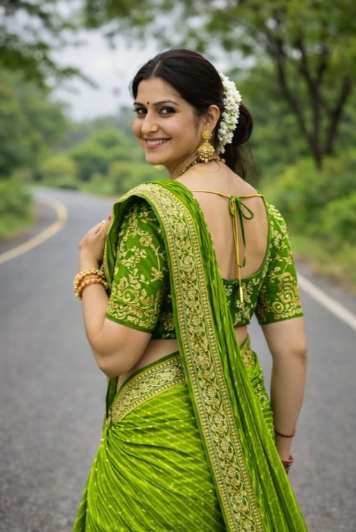 Light Green & Pink Designer Saree with Heavy Zari Embroidery Border & White Butti Work Only Rs. 549/- - Image 7