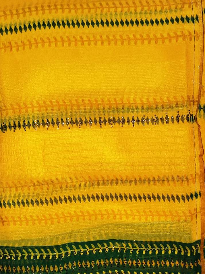 Haladi Special Saree -Trending Turmeric Yellow Saree with Contrast Forest Green Border Only Rs.799/- - Image 3