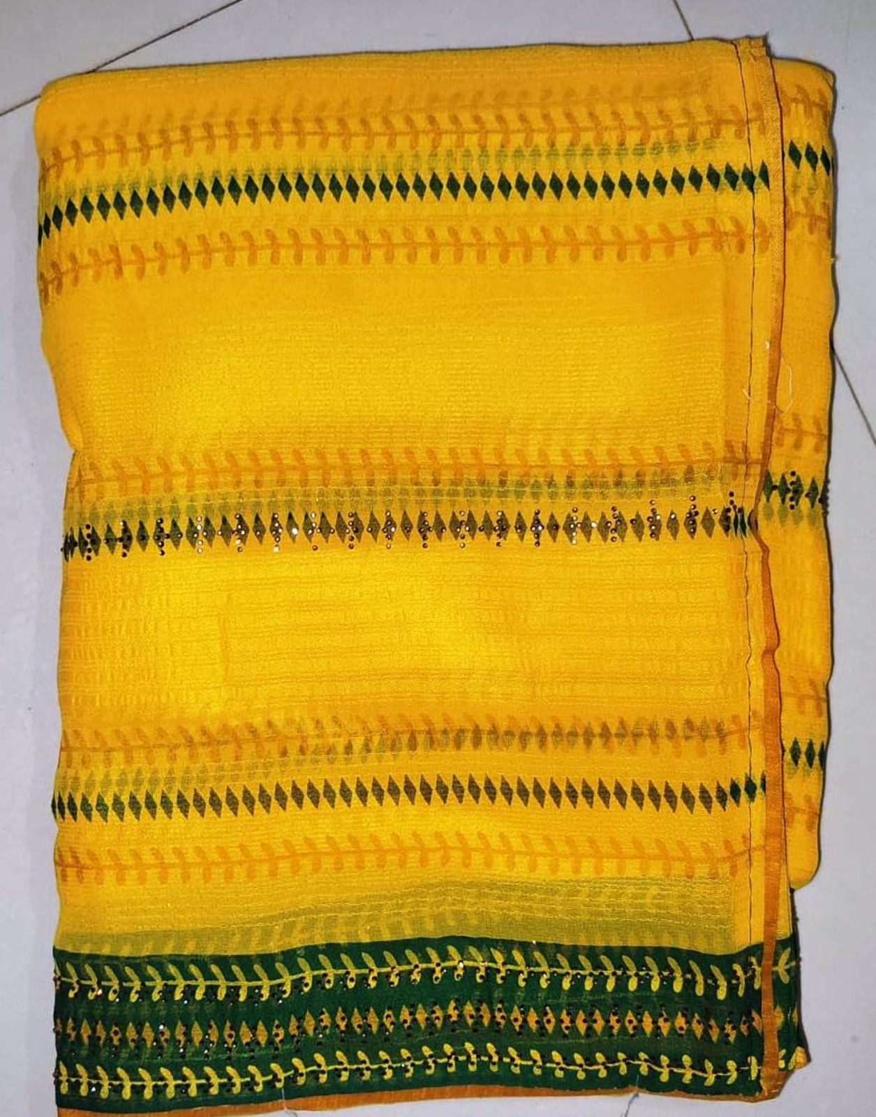 Haladi Special Saree -Trending Turmeric Yellow Saree with Contrast Forest Green Border Only Rs.799/- - Image 6