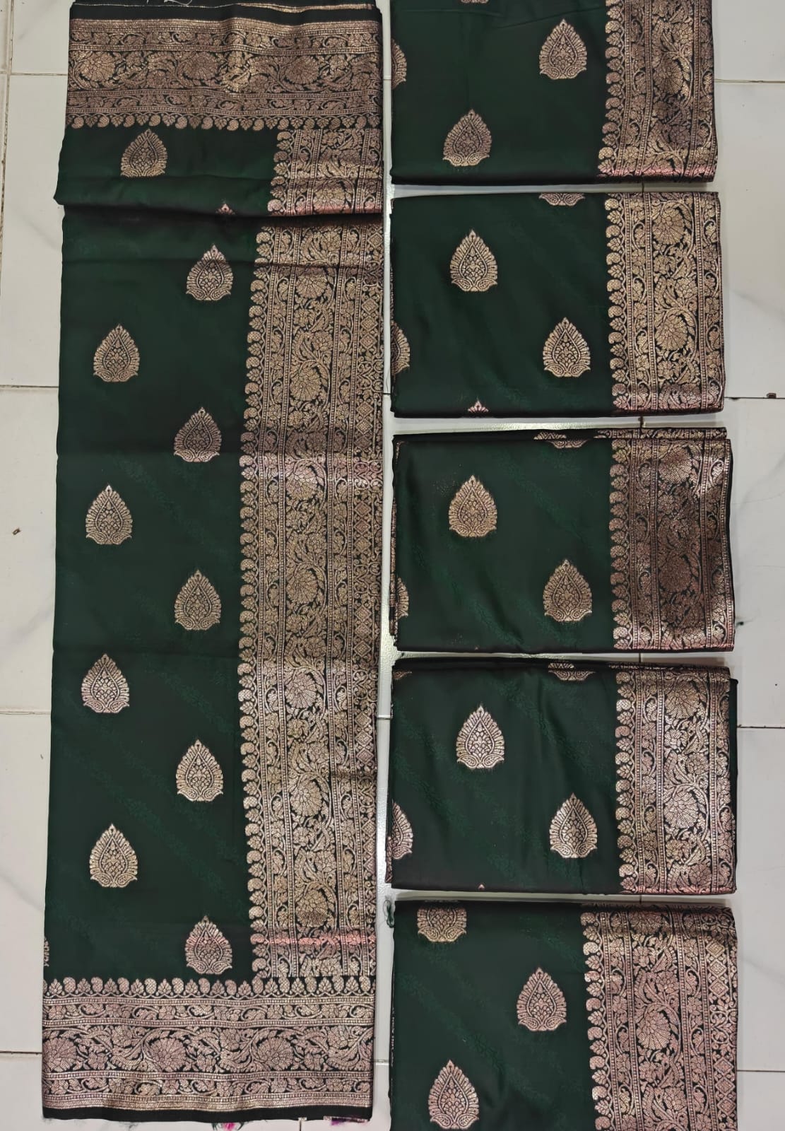 Samruddhi Collection Dark Green Banarasi Silk Saree with Rich Zari Border Only Rs. 799/- - Image 4