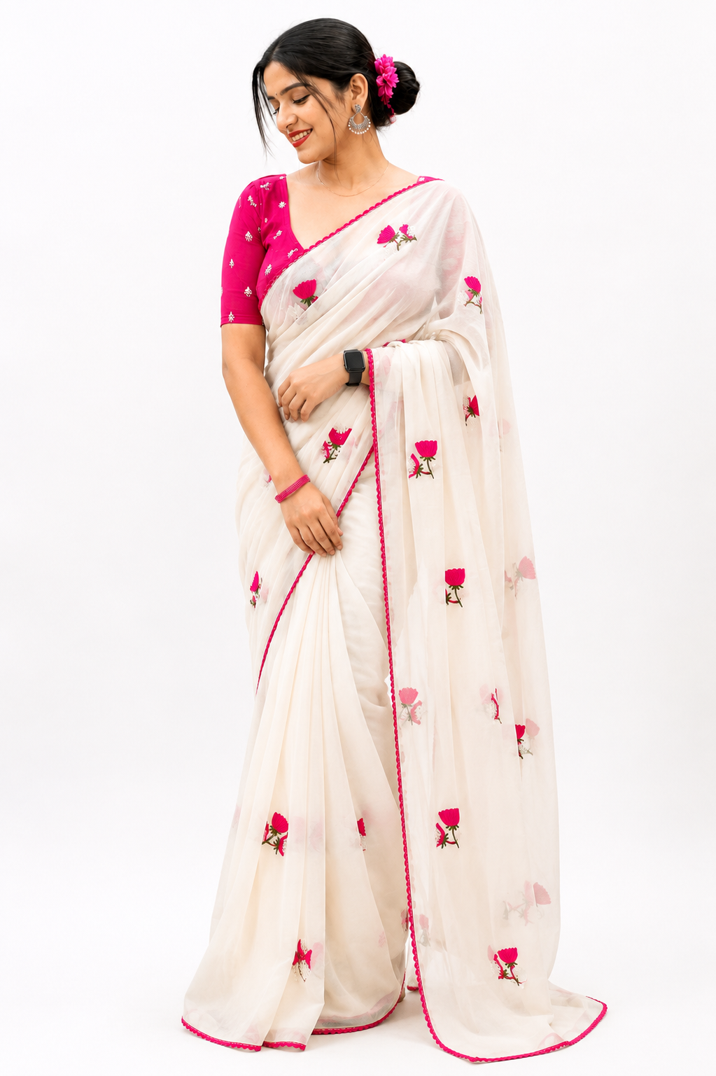 Trending Star Georgette Floral Saree Only Rs. 699/- - Image 3