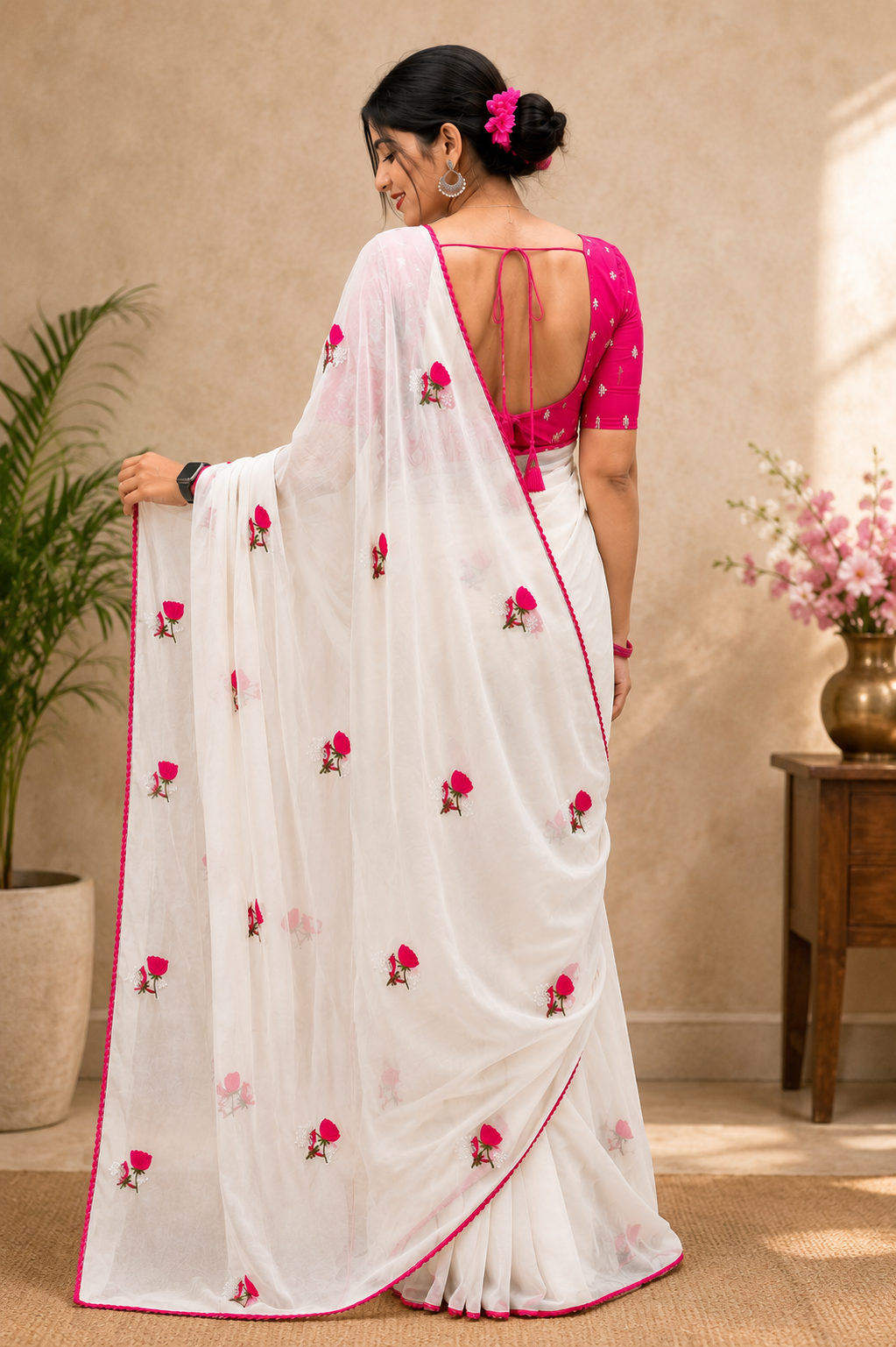 Trending Star Georgette Floral Saree Only Rs. 699/- - Image 5