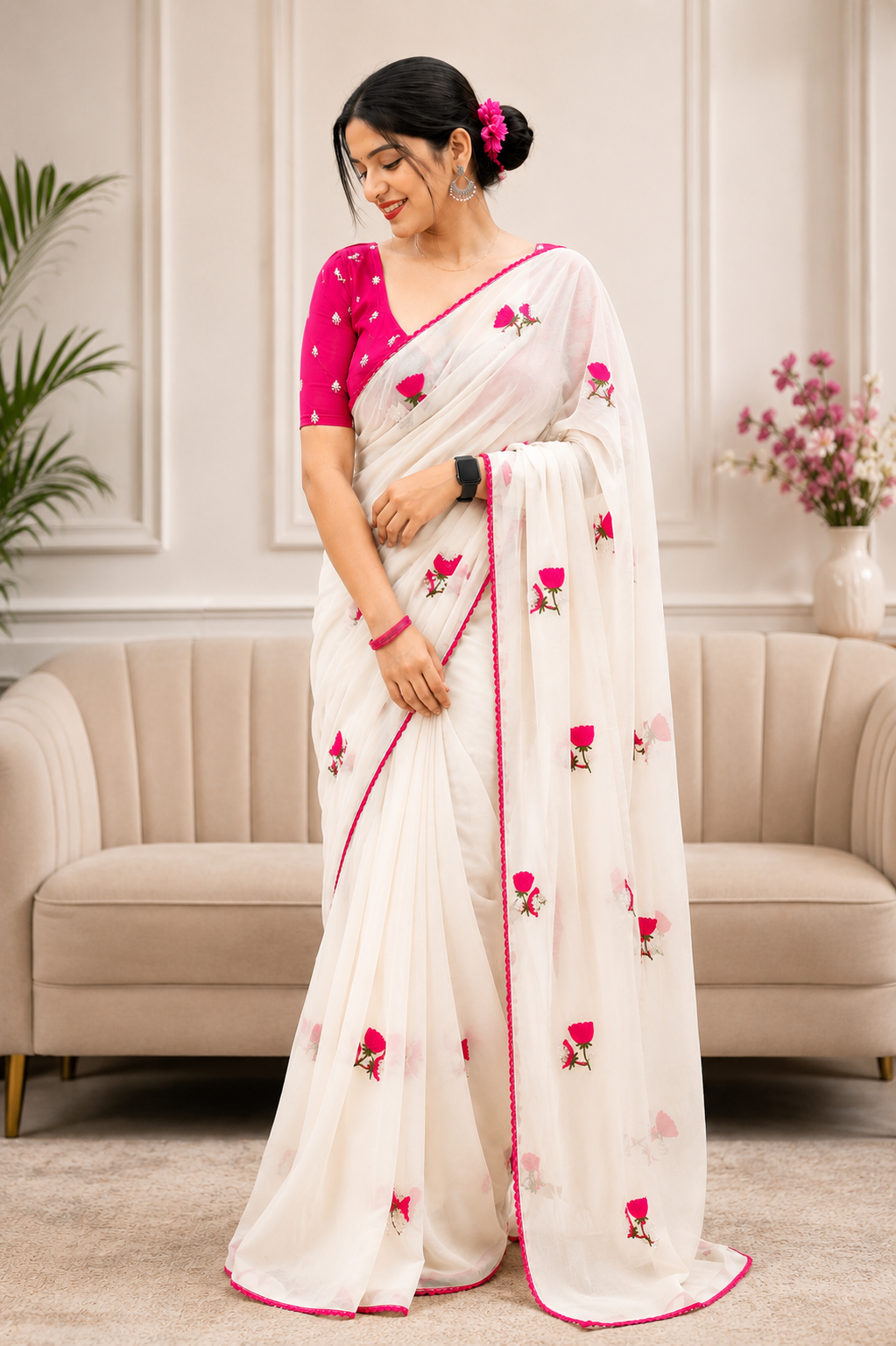 Latest Star Georgette Floral Designer Saree