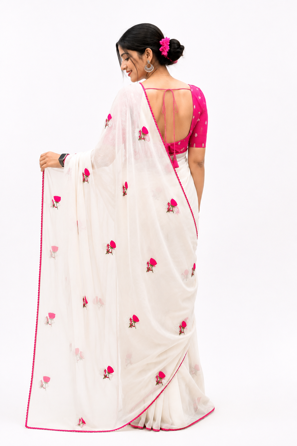 Trending Star Georgette Floral Saree Only Rs. 699/- - Image 7